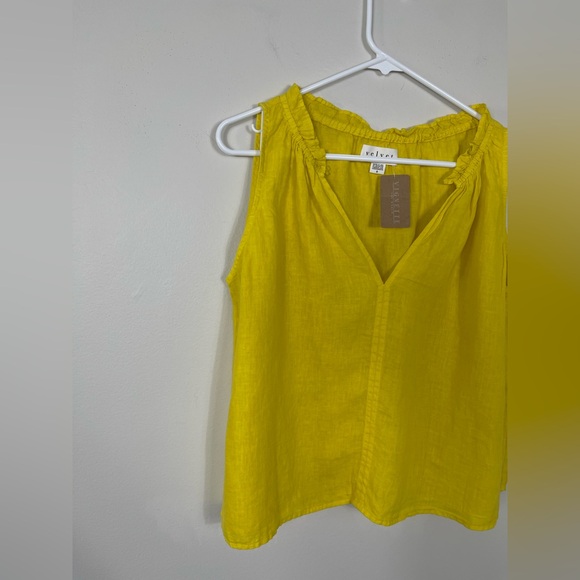 Velvet Graham Spencer Yellow Sleeveless Top Vignette Linen Size S NWT - Picture 3 of 11